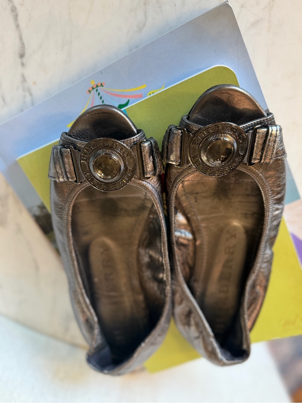 Burberry Metallic Bronze Ballet Flats 37 women’s 7